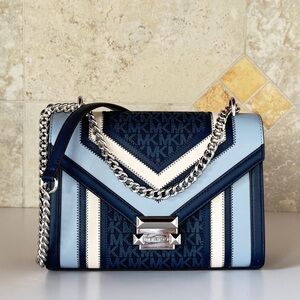 Michael Kors Whitney MD Shoulder Bag MK Navy Multi